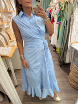 Light Blue Tie Waist Dress