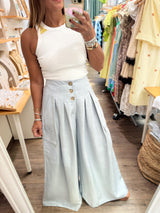 Dusty Blue Wide Leg Cargo Pant