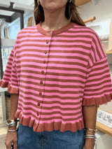 Pink & Brick Stripes Top