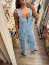 Light Denim Front Zipper Jumper