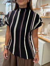 Black Stripes Asymmetrical Top