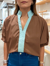 Brown & Brown V-Neck Top