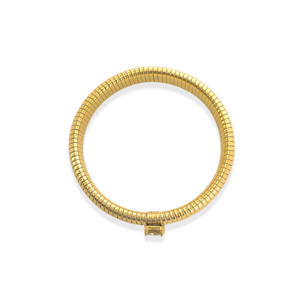 Gold Semi-Stretch Cobra Ribbed Bracelet (BK)