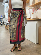 Printed Wrap-Around Midi Skirt