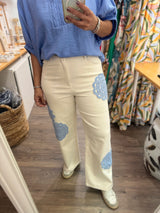 Ivory Crochet Details Jeans