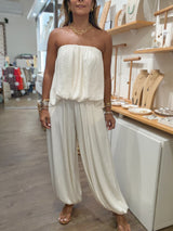Ivory Strapless Top & Harem Pants