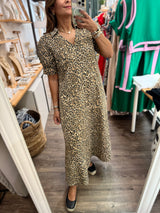 Leopard Print Collared Neck Dress