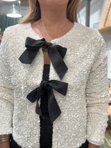 Ivory Sequin Front Ties Top