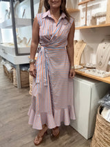 Blue & Orange Striped Dress
