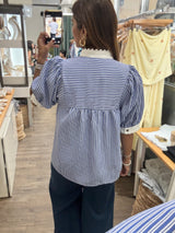 Blue Neck Detail Top