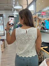 White Side Ties Eyelet Top