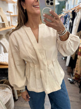Ivory Pleated Waist Top