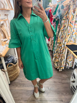 Green Flutter Sleeves Dress