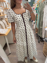 Polka Dots Puff Sleeves Dress