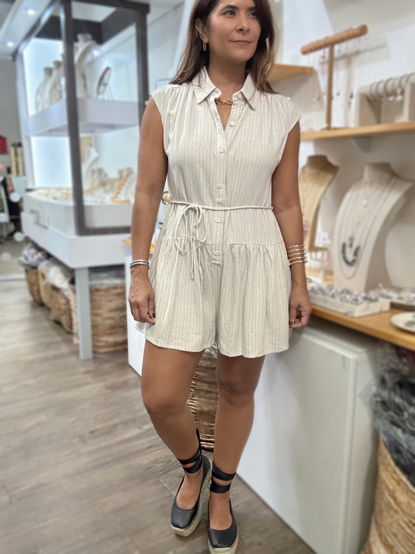 Ivory Striped Romper