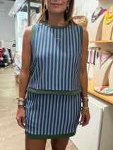 Blue/Green Stripes Top & Skort Set