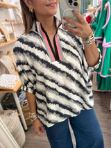 Grey Mix Neck Detail Top