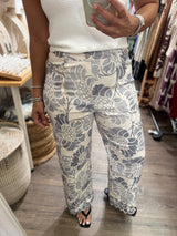 Printed Scalloped Hem Jean