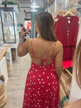 Red Polka Dot Back Detail Dress