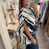 Navy Stripes Caftan Top