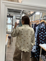 Taupe & Camel Polka Dots Top