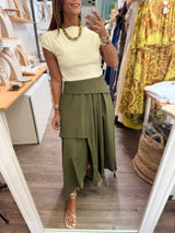 Olive Asymmetrical Skirt