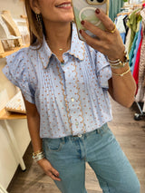 Blue & Mocha Polka Dots Top