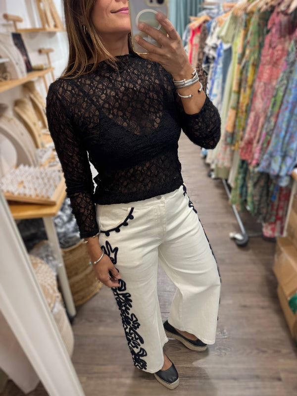 Black Lace Sheer Top