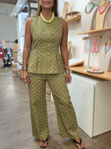 Olive Polka Dots Top & Pant Set