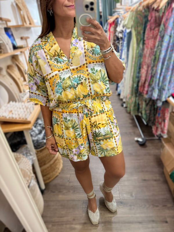 Tropical Sun Print Top & Short Set