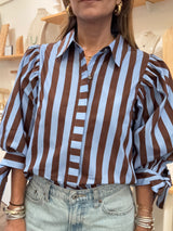 Brown & Blue Stripes Top