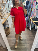 Red Stripes Detail Dress