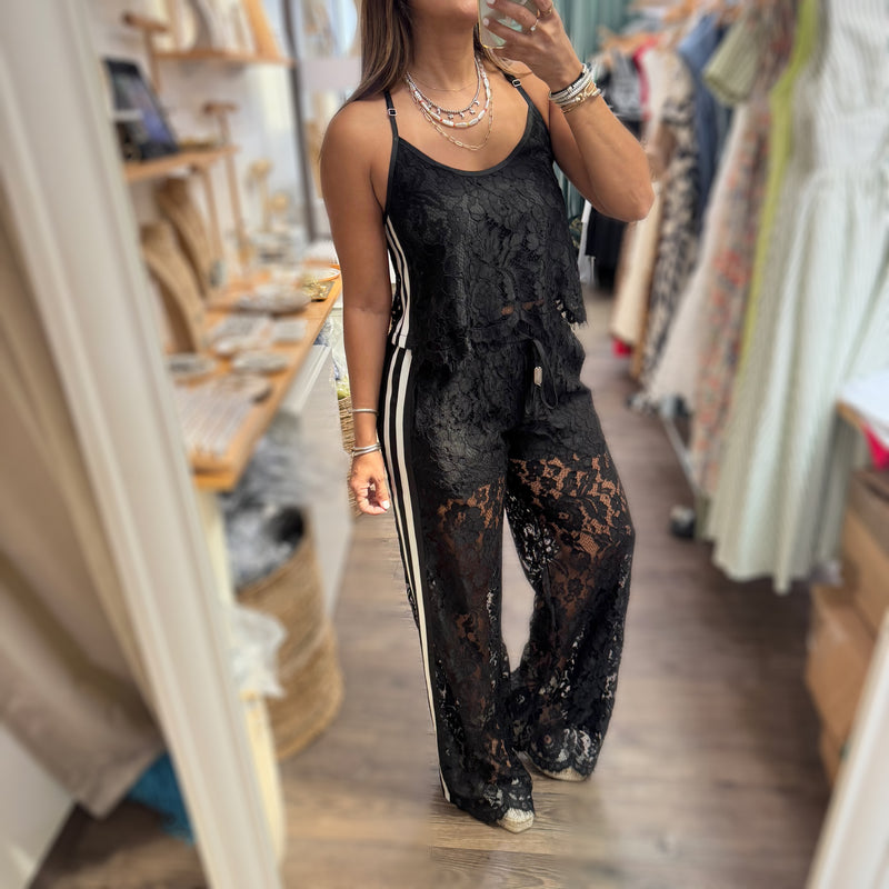 Black Lace Top & Pant Set