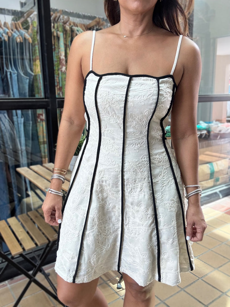 Beige Embroidered Back Detail Dress