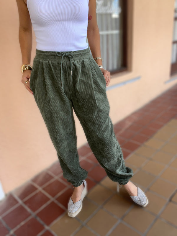 Olive Ribbed Jogger