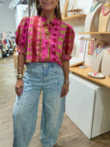 Lime & Plum Mix Print Top
