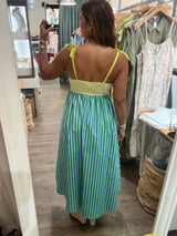 RE-STOCK Lime & Blue Stripes Contrast Dress