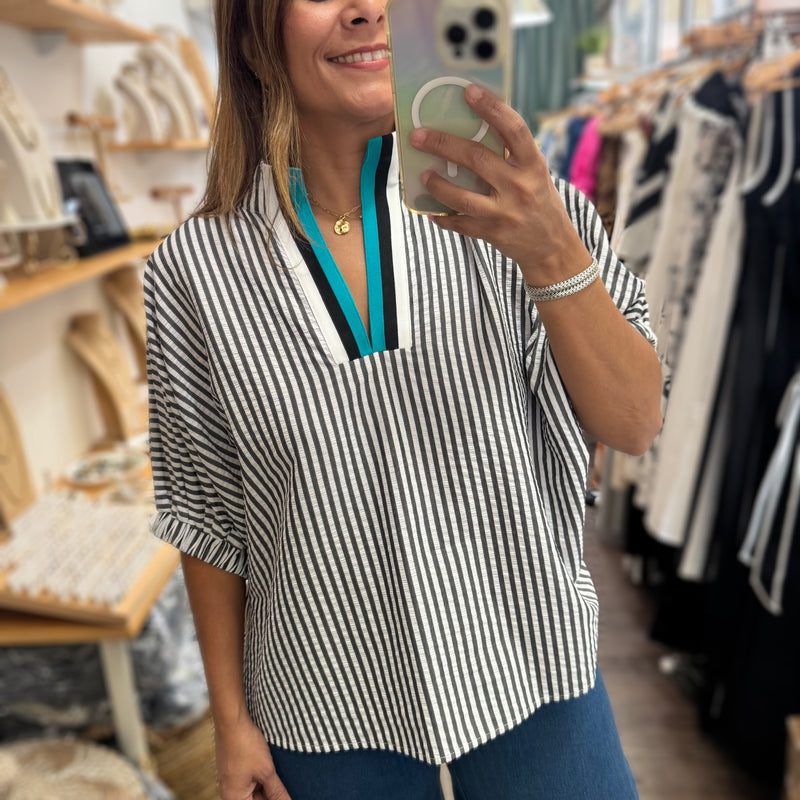 Black Stripes Dolman Sleeves Top