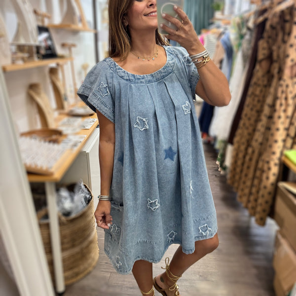 Stars Light Denim Dress