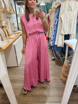 Pink/Fuchsia Stripes Oversized Jumpsuit