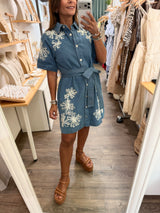 Denim Embroidered Detail Dress