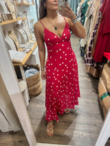 Red Polka Dot Back Detail Dress