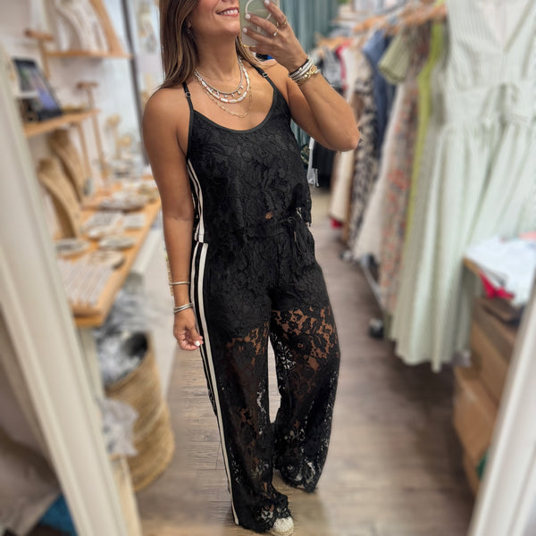 Black Lace Top & Pant Set