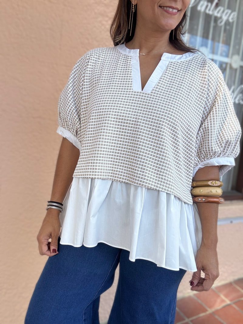 Oatmeal Contrast Top