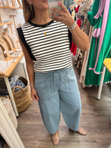 Light Denim Drawstring Jeans