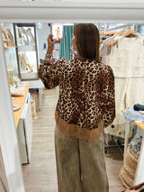 Leopard Print Eyelet Trim Swing Top