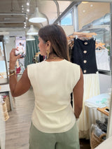 Ivory Front Ruched Top