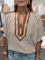 Caramel Stripes Dolman Sleeves Top