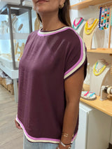 Burgundy Contrast Trim Top