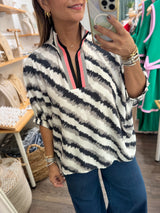 Grey Mix Neck Detail Top